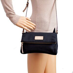 Kate Spade Black Foldover Crossbofy Nylon  Bag